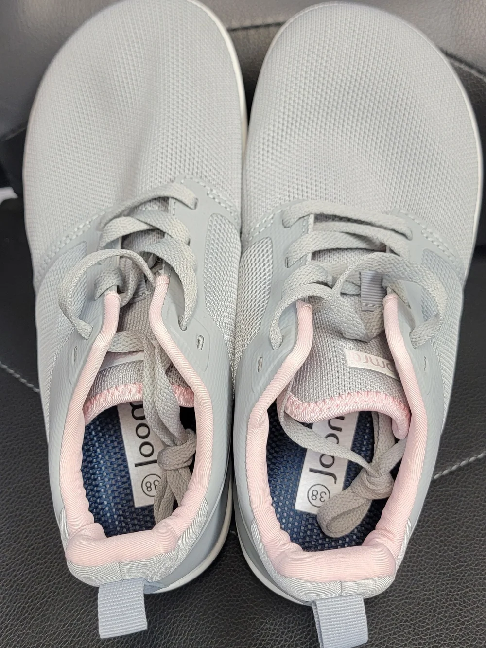 Girls' Light Gray Sneakers with Pink Trim - Comfort Play Shoes
